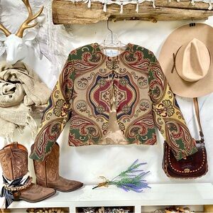 Suttles & Seawinds by Vicky Lynn Bordon rare jacquard jacket w equestrian vibe